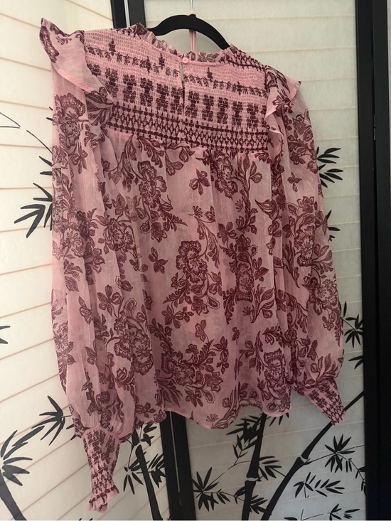 LOFT Tops - NWOT Sheer Loft Pink Floral Boho Blouse